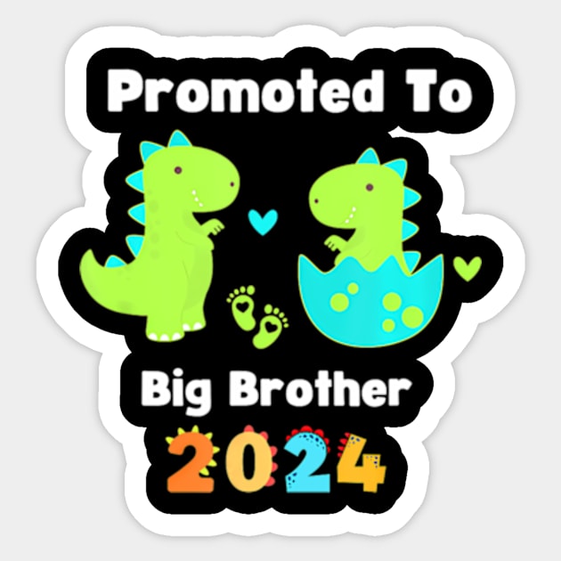 Kids Promoted To Big Brother Est 2024 Dinosaur T Rex Boys Sticker by POLOTEEZ